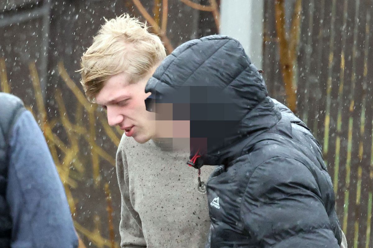 Liam Moor leaving South East Northumberland Magistrates' Court