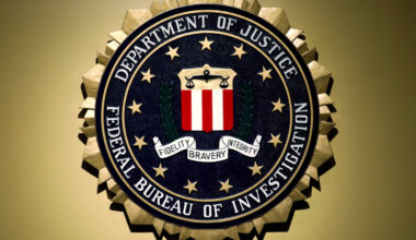 The Federal Bureau of Investigation seal is seen at FBI headquarters before a news conference by the FBI Director the insp...