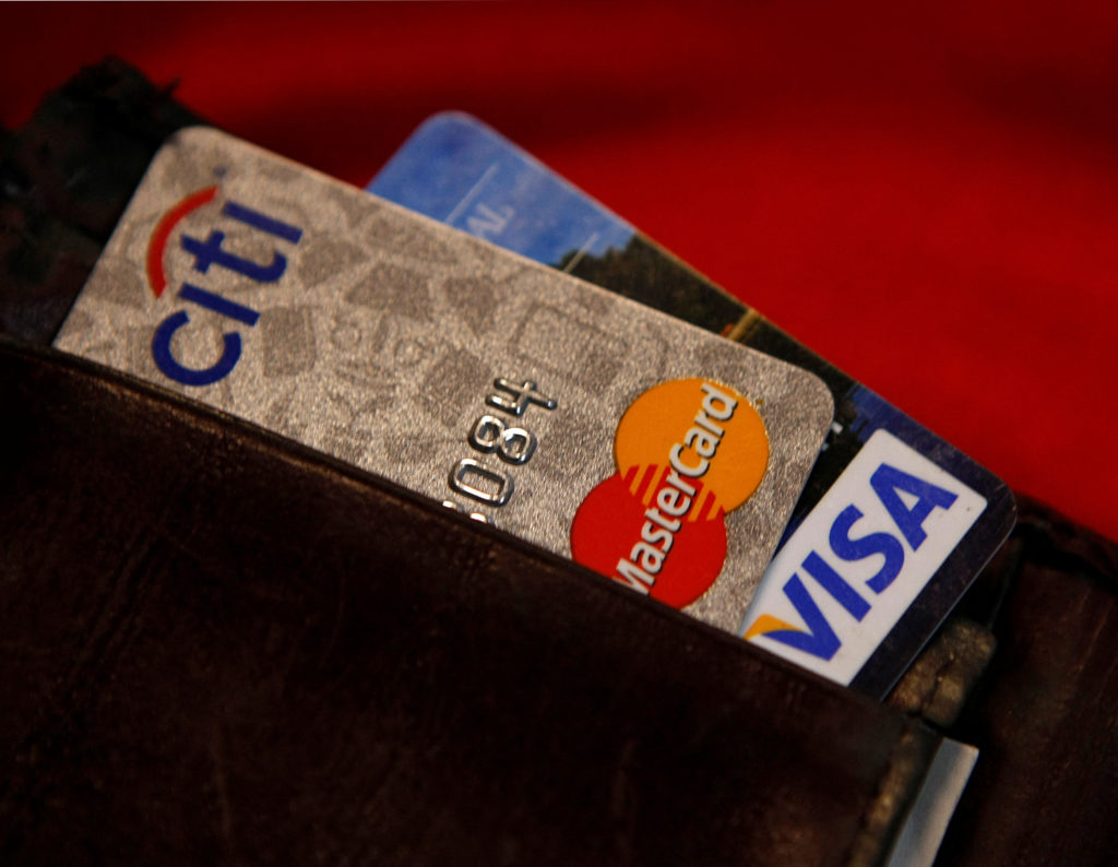 FILE PHOTO: Credit cards are pictured in a wallet in Washington