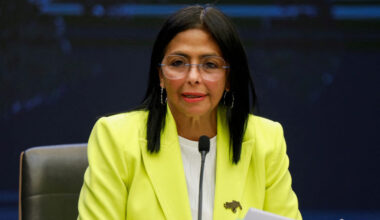 FILE PHOTO: Venezuela's Vice-President and Oil Minister Delcy Rodriguez addresses the media in Caracas