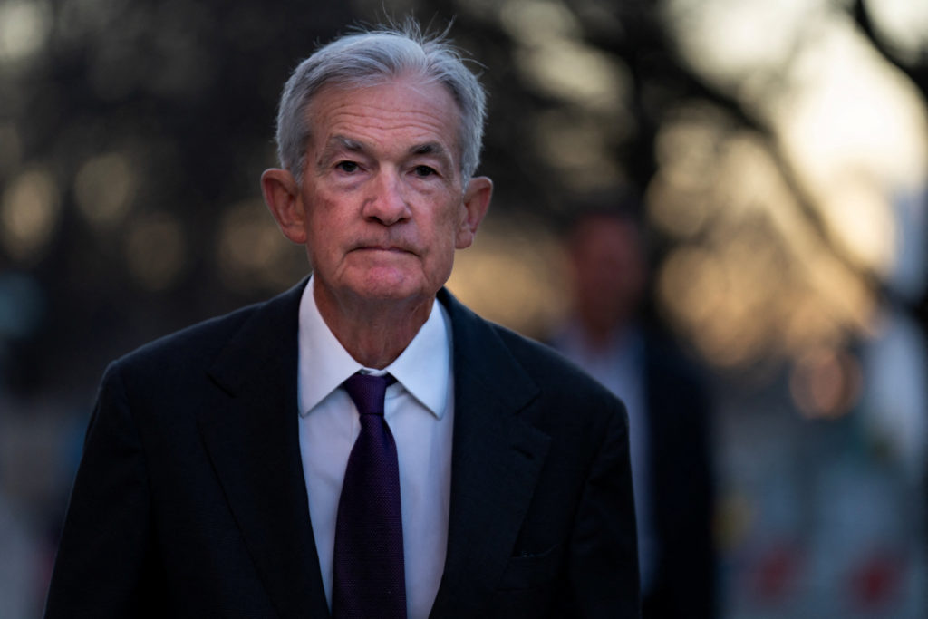 Federal Reserve Chair Jerome Powell arrives at the U.S. Federal Reserve in Washington