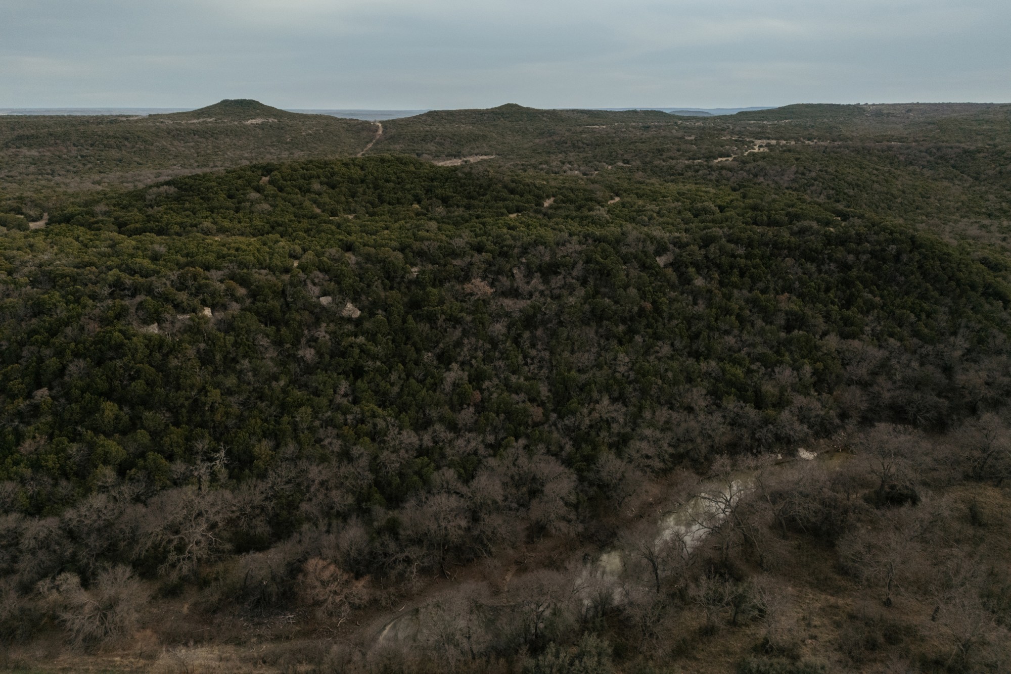 An aerial view of Palo Pinto Mountains State Park on Jan. 1, 2026.
