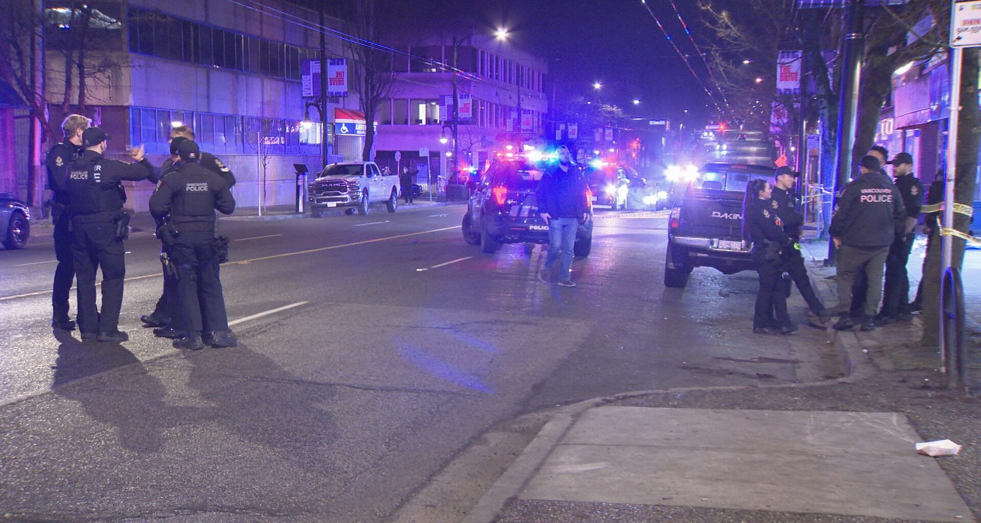 Police investigate a stabbing incident on Vancouver's Commercial Drive