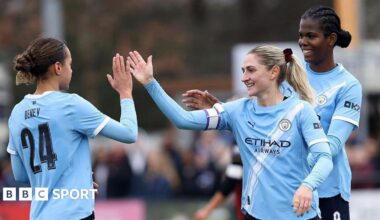Manchester City players celebrate during their Women's FA Cup win over Bournemouth