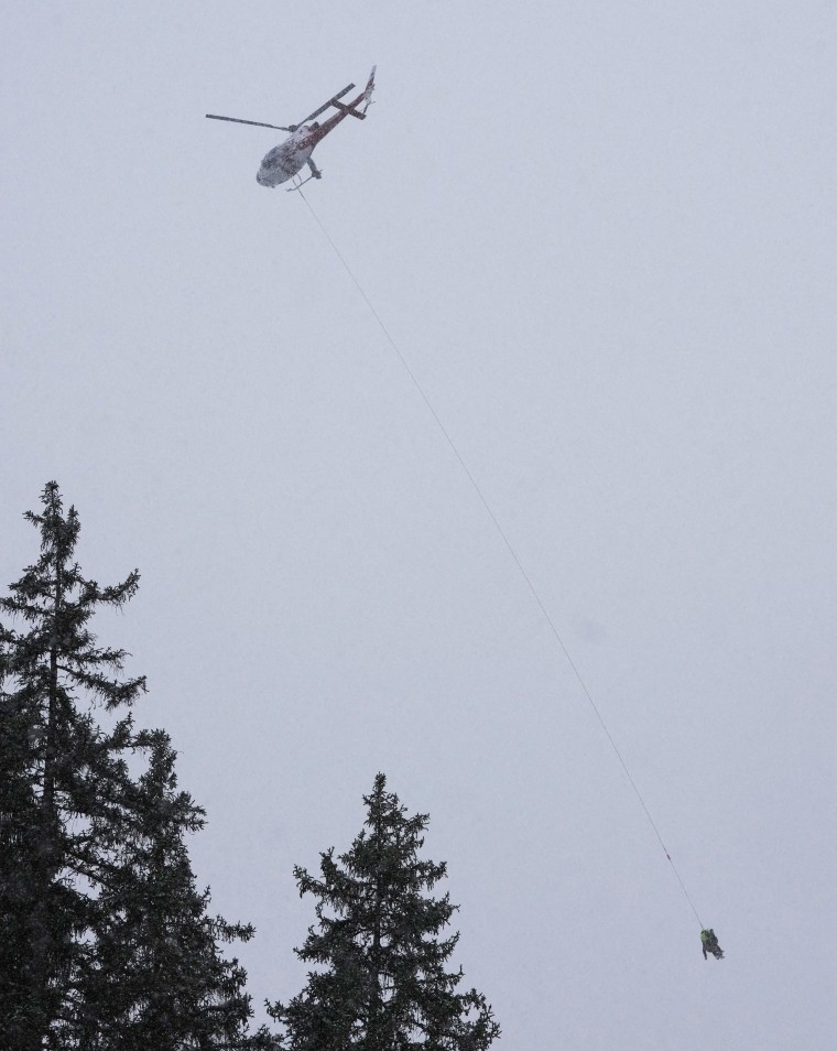 Vonn is transported by helicopter after crashing in Crans Montana, Switzerland, on Friday.