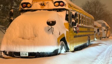 School closed, buses cancelled on Monday