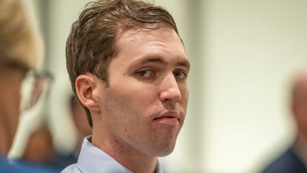 FILE - Tyler Robinson, who is accused of fatally shooting Charlie Kirk, appears during a...