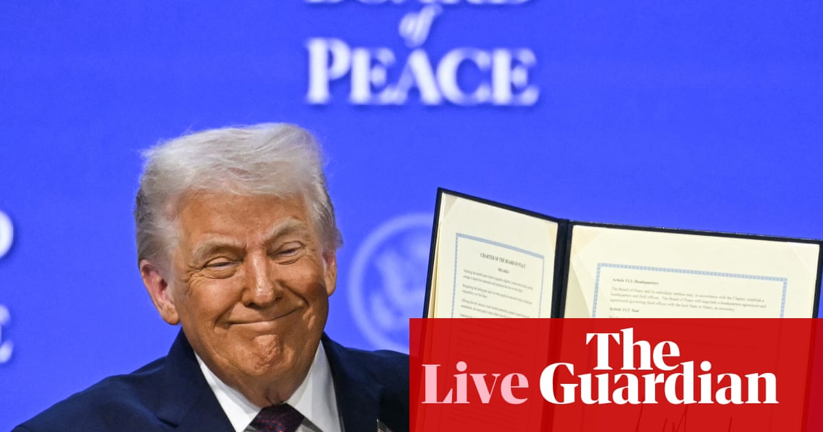 Davos: Trump launches his ‘board of peace’ as Kushner presents Gaza ‘master plan’ – as it happened | Greenland