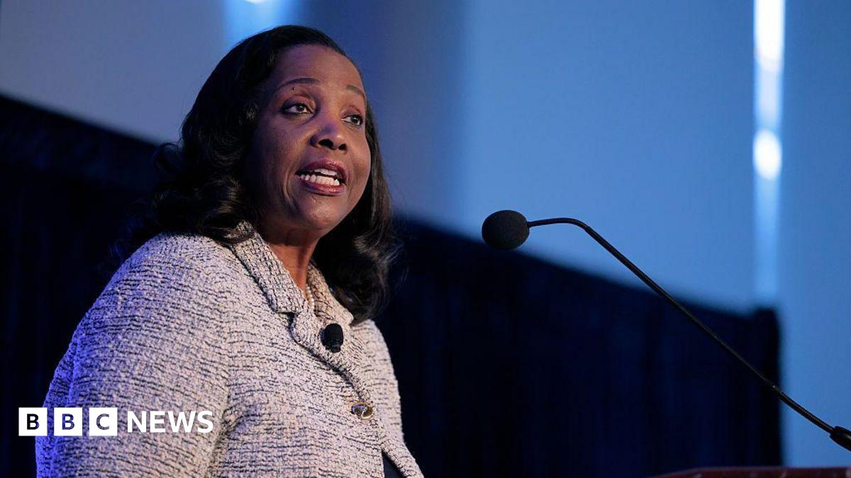 Federal Reserve Governor Lisa Cook delivers remarks during an event organized by the Psaros Center for Financial Markets and Policy at the Georgetown University's McDonough School of Business at the university on November 20, 2025 in Washington, DC