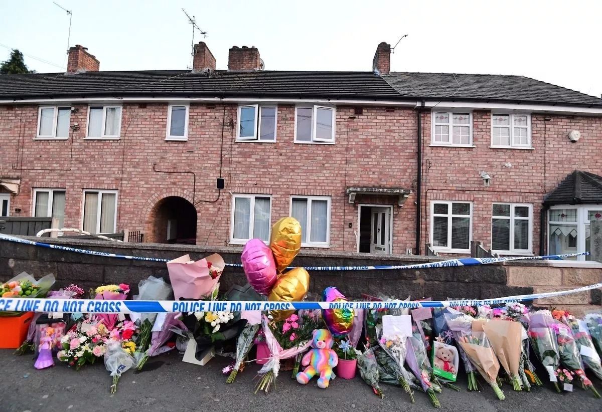 Tributes to Layla Allen on the street outside the family home