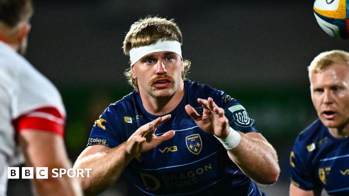 Dragons number eight Aaron Wainwright catches the ball against Ulster