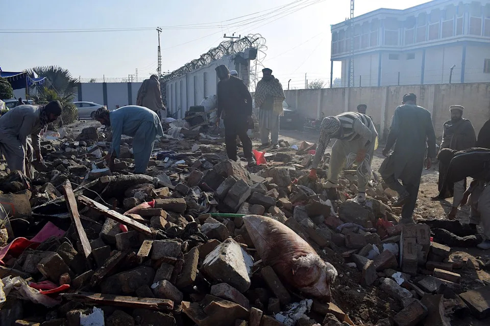 Hussain Ali/Anadolu via Getty Aftermath of wedding suicide bombing in Dera Ismail Khan, Pakistan