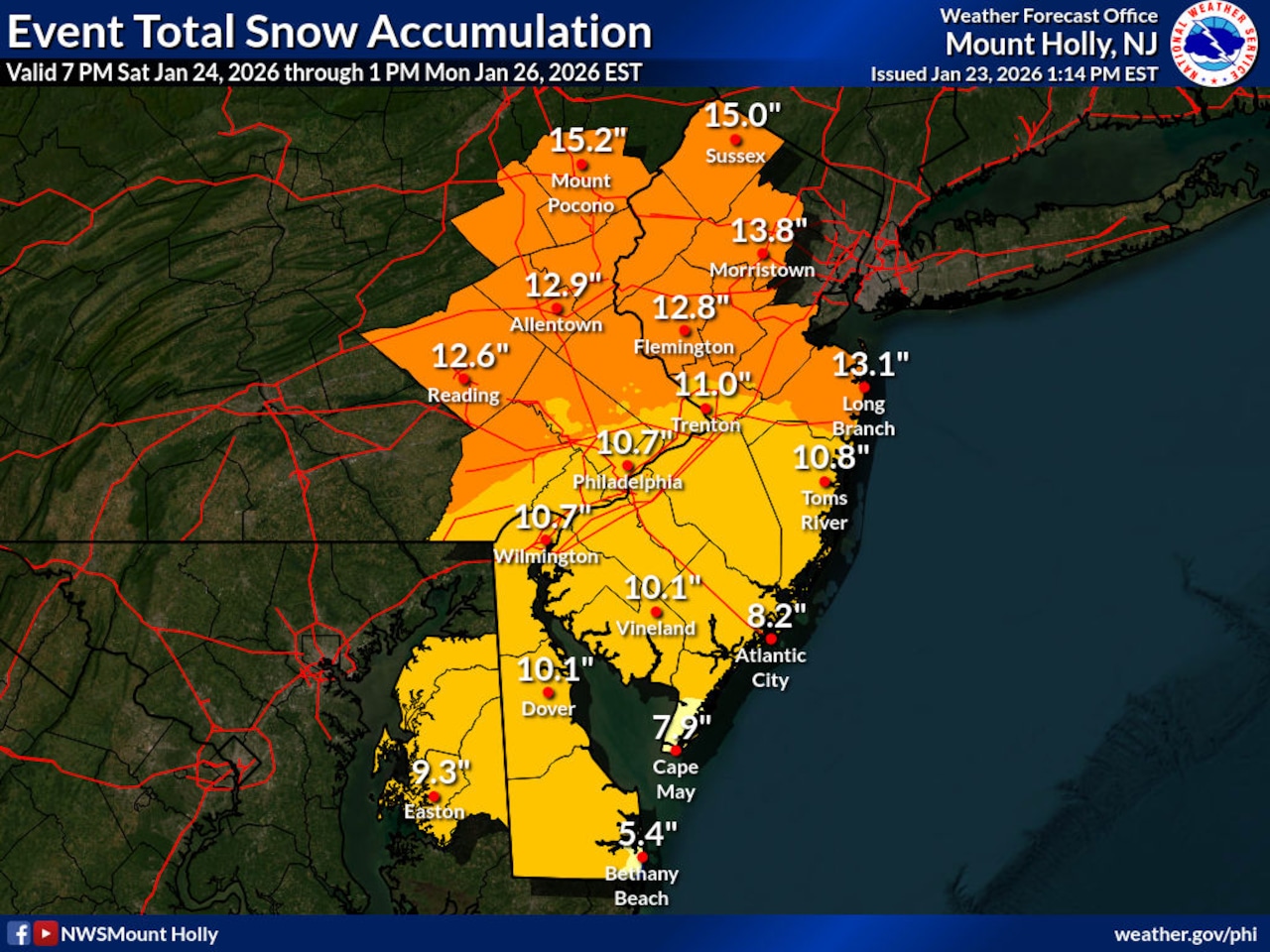 NJ snow forecast update