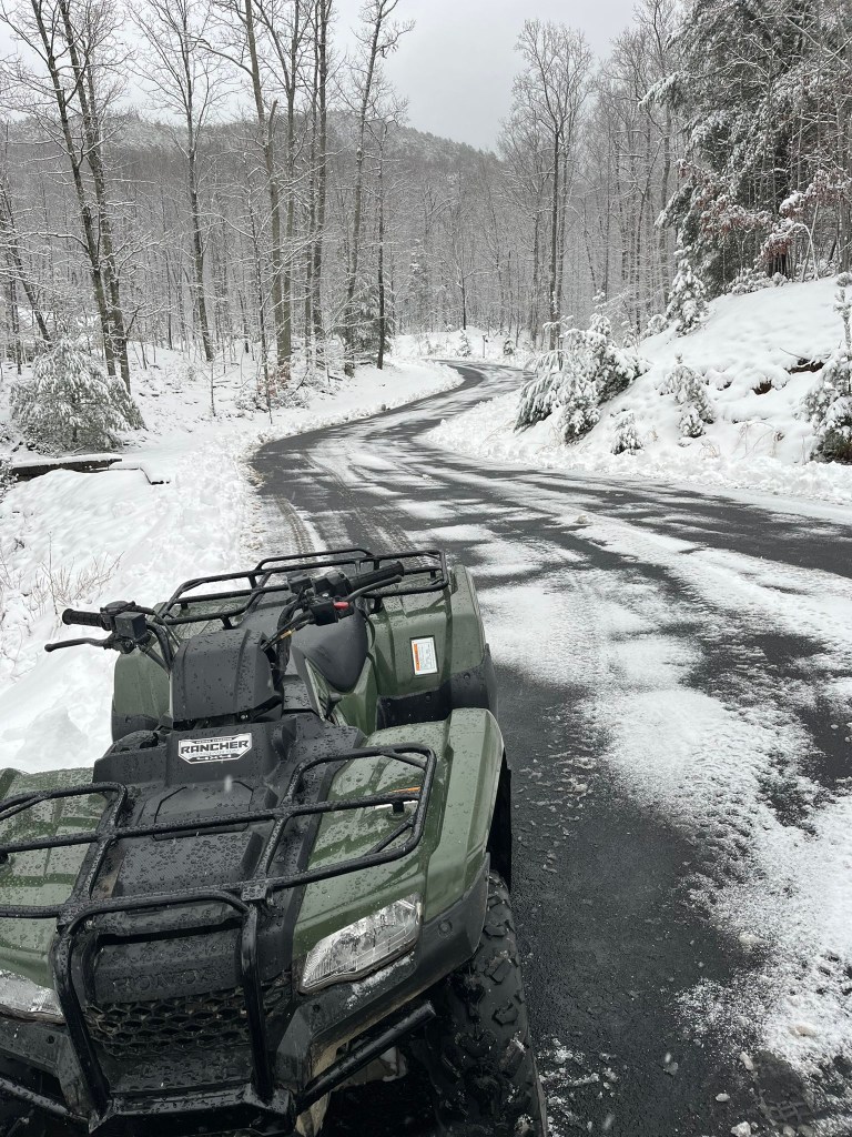An alt-terrain vehicle made traversing a snowy steep terrain area near Salem much easier in early December. Courtesy of Robbie Willard.
