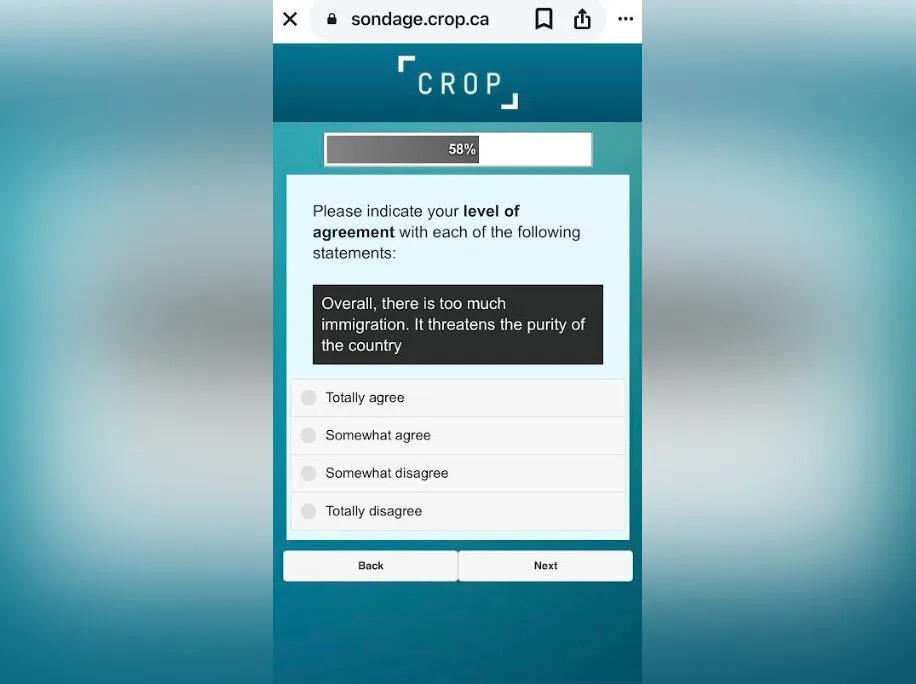 A screenshot of a question included in a survey shared by Winnipeg spa Thermea to their customers in January 2026. 
