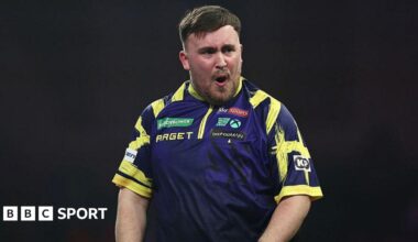 Luke Littler celebrates