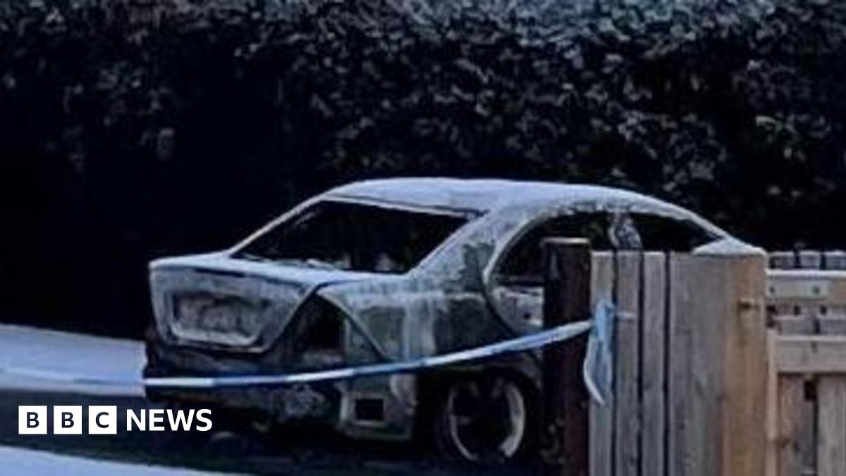 The skeleton of a car that has been put out following a fire