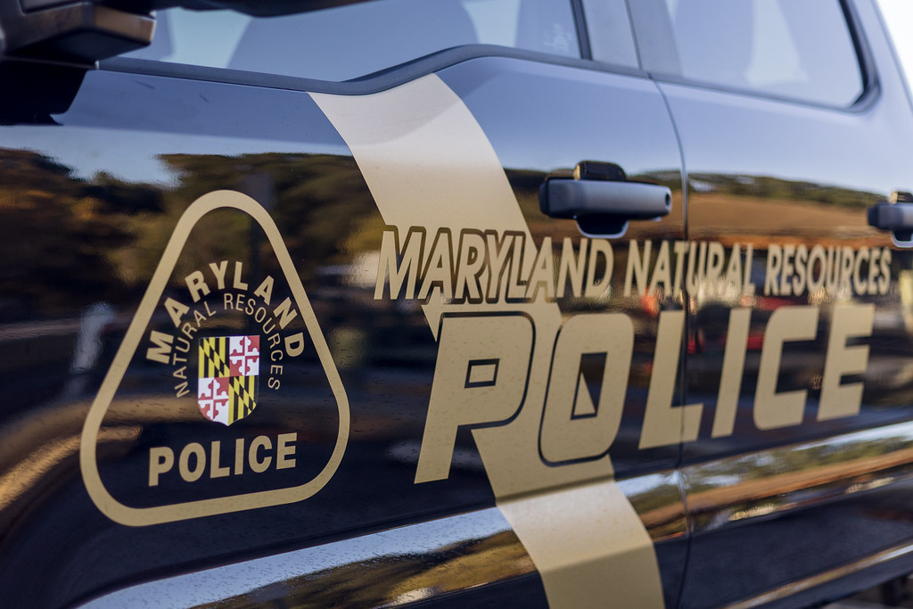 Maryland Natural Resources Police patrol vehicle (Ford F-250) with visible markings.