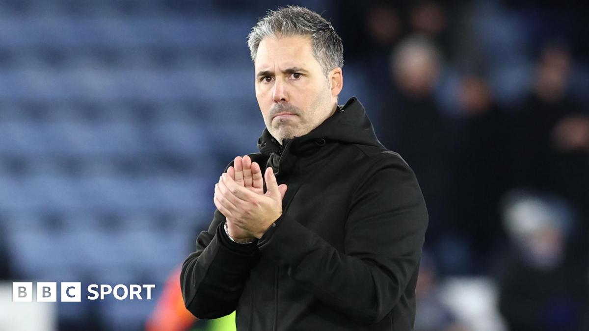 Outgoing Leicester boss Marti Cifuentes applauding supporters after their defeat at home by Oxford United in his final game in charge