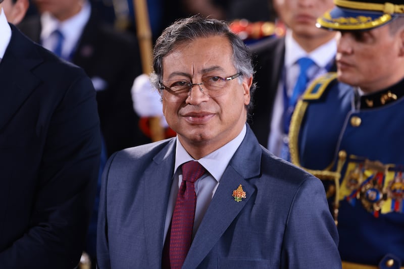 President of Colombia Gustavo Petro arrives for Daniel Noboa's presidential inauguration at National Assembly building on May 24, 2025 in Quito, Ecuador.