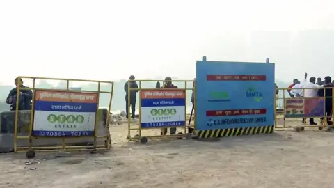 ANI After the accident, police have erected barricades near the construction pit