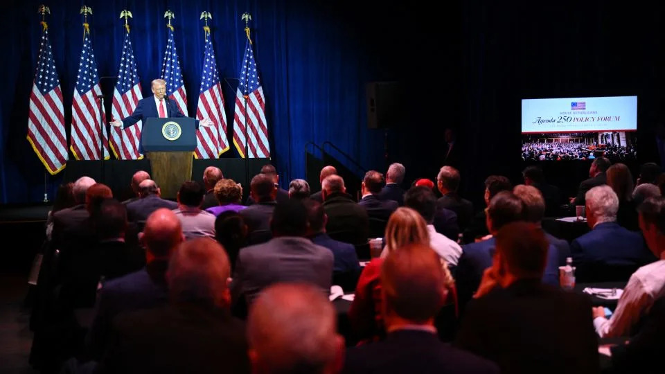 President Donald Trump speaks during the House Republican Party member retreat at the Kennedy Center in Washington, DC, on January 6, 2026. - Mandel Ngan/AFP/Getty Images