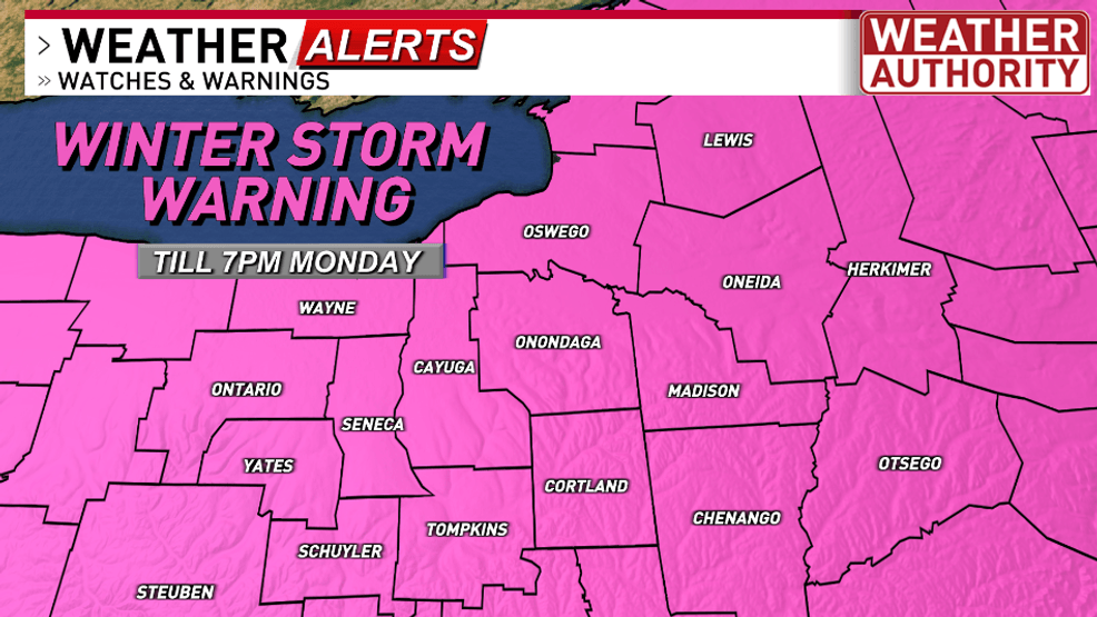 Winter storm warning in effect till 7PM Monday