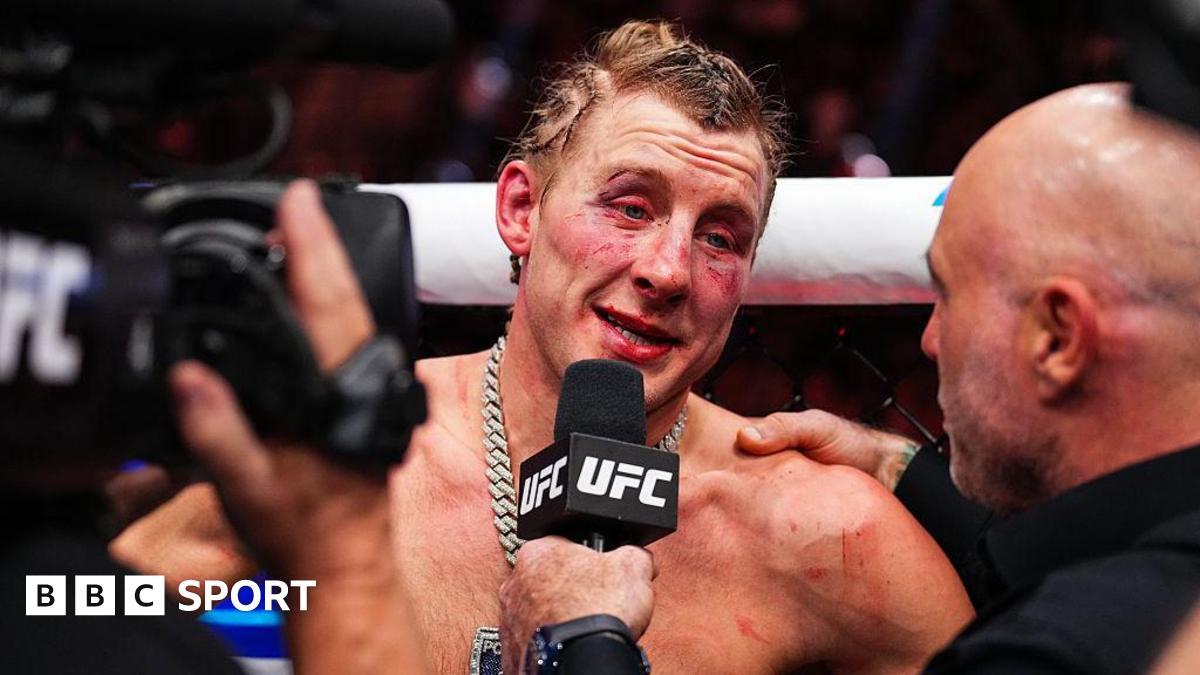 A brusied Paddy Pimblett speaks on the UFC mic