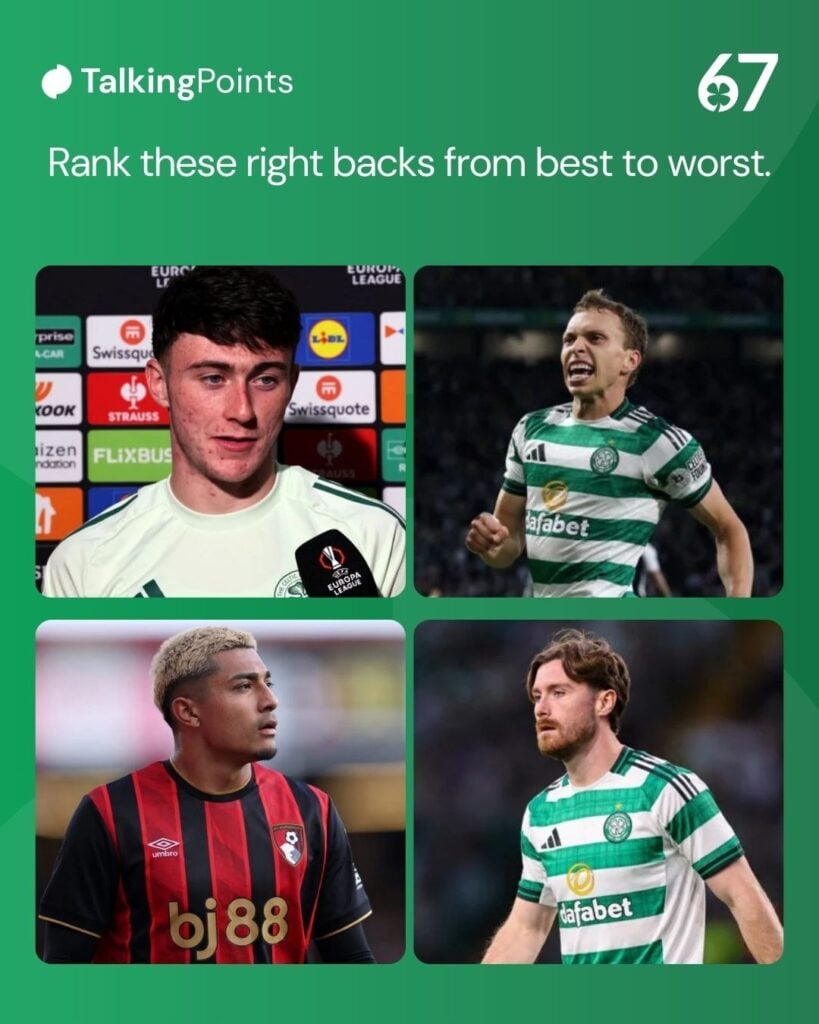 A template asking Celtic fans what the four best right backs are from best to worst