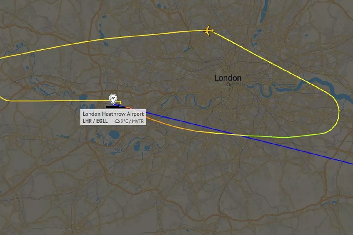 The plane's flight map