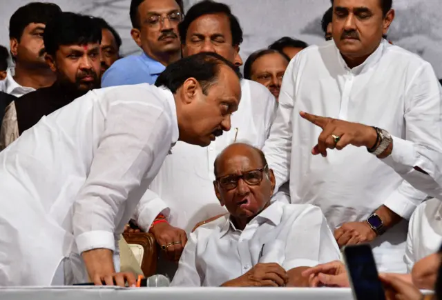 Sharad Pawar, 82, made the announcement of his retirement during the release of his autobiography, 'Lok Majhe Sangati - Political Autobiography', at Y.B. Chavan Centre, Nariman Point, on May 2, 2023 in Mumbai, India.