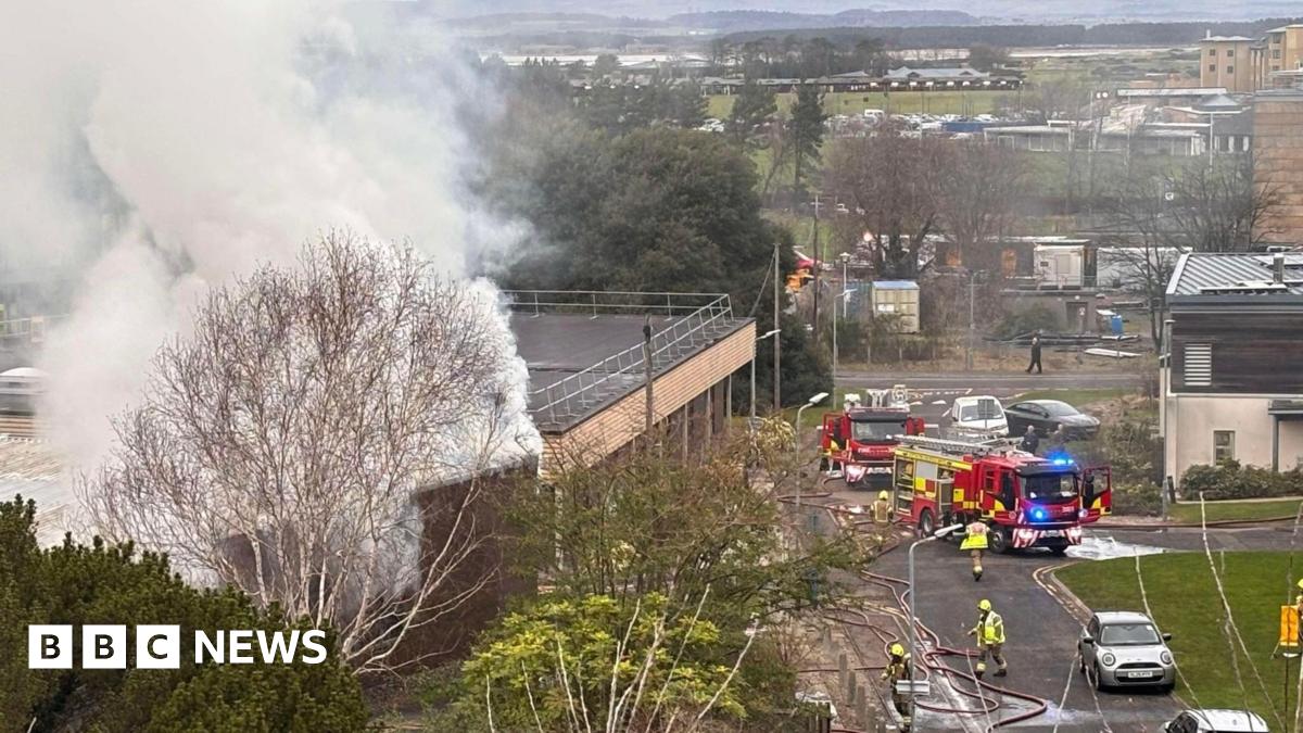 Smoke coming from the roof of the St Andrews Technology Centre at St Andrews University.