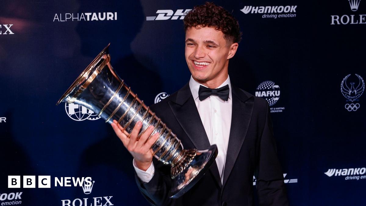 Lando Norris with his Formula One Championship Trophy during the FIA Awards 2025 on December 12, 2025