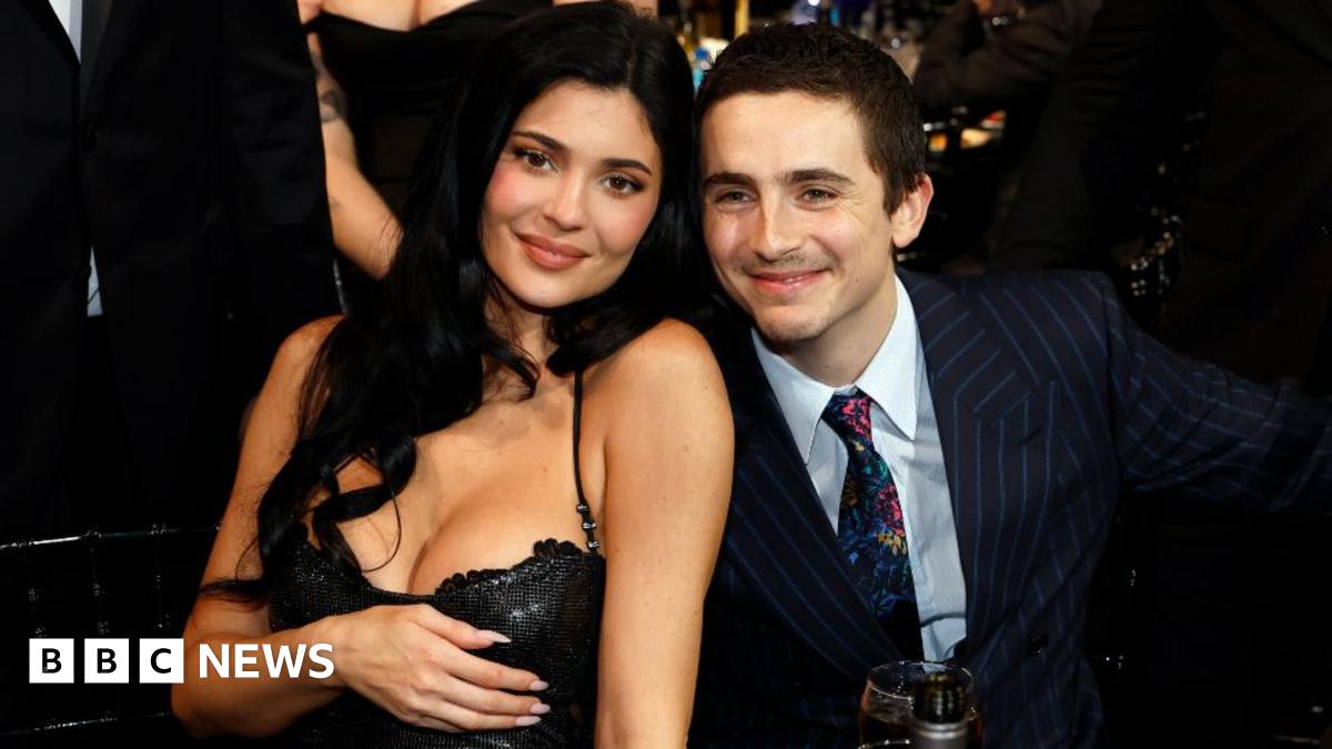 Kylie Jenner and Timothée Chalamet attend the 31st Annual Critics Choice Awards at Barker Hangar on January 04, 2026 in Santa Monica, California.