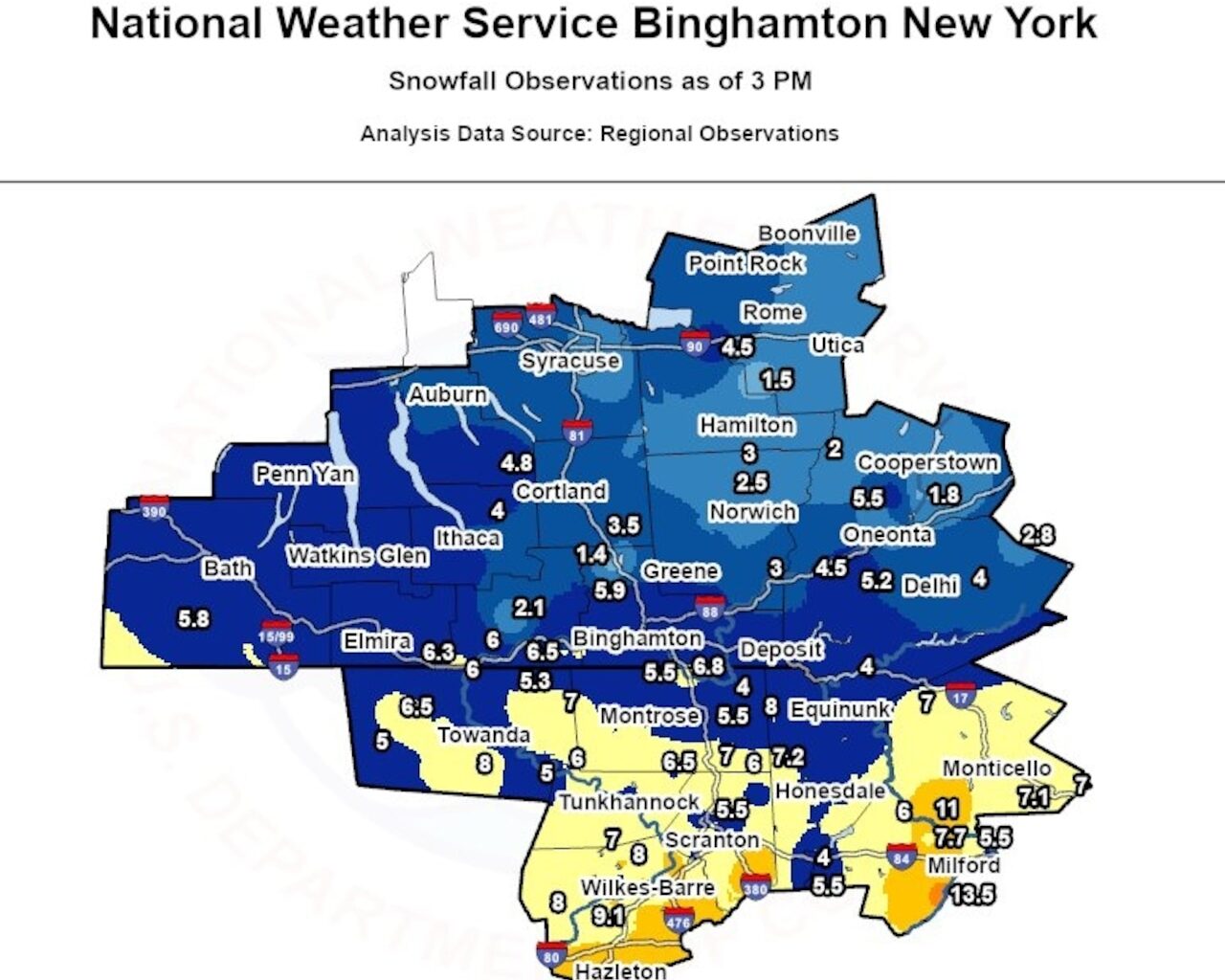 Early snowfall totals: Who is seeing the most snow in and around Central NY? (map)