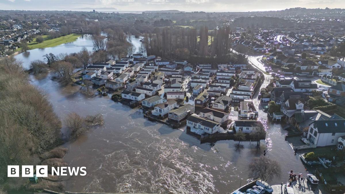 A drone shot of a severely flooded area at Lower Stour on 28 January.