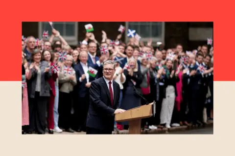 Getty Images Sir Keir Starmer speaks to the media as he enters 10 Downing Street