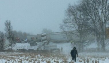 More than 100 vehicle pile-up leaves US motorists stranded in snowstorm | Weather News