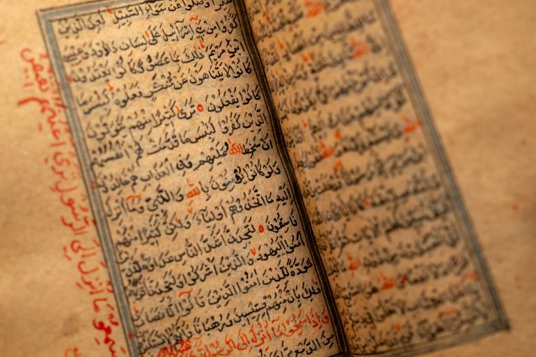 This photo provided by The New York Public Library shows the Schomburg Quran on Dec. 16, 2025 in New York. (Jonathan Blanc/The New York Public Library via AP)