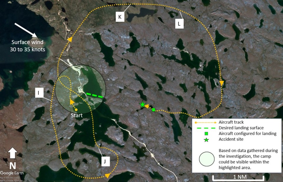 A TSB graphic shows the plane's final movements before it crashed.