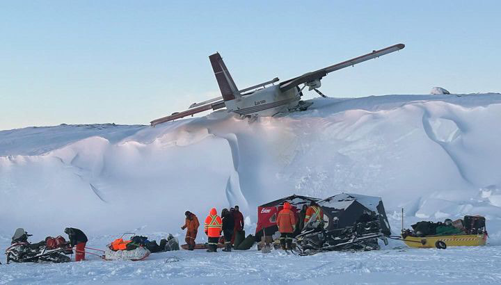 An Air Tindi aircraft after coming down during a flight between Margaret Lake and Lac de Gras in December 2023. Photo: Submitted