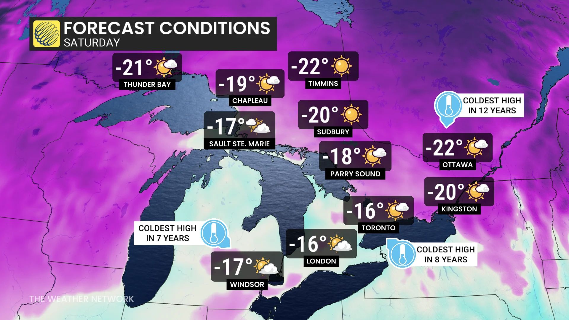 Baron - Ontario Saturday temperatures - Jan 21
