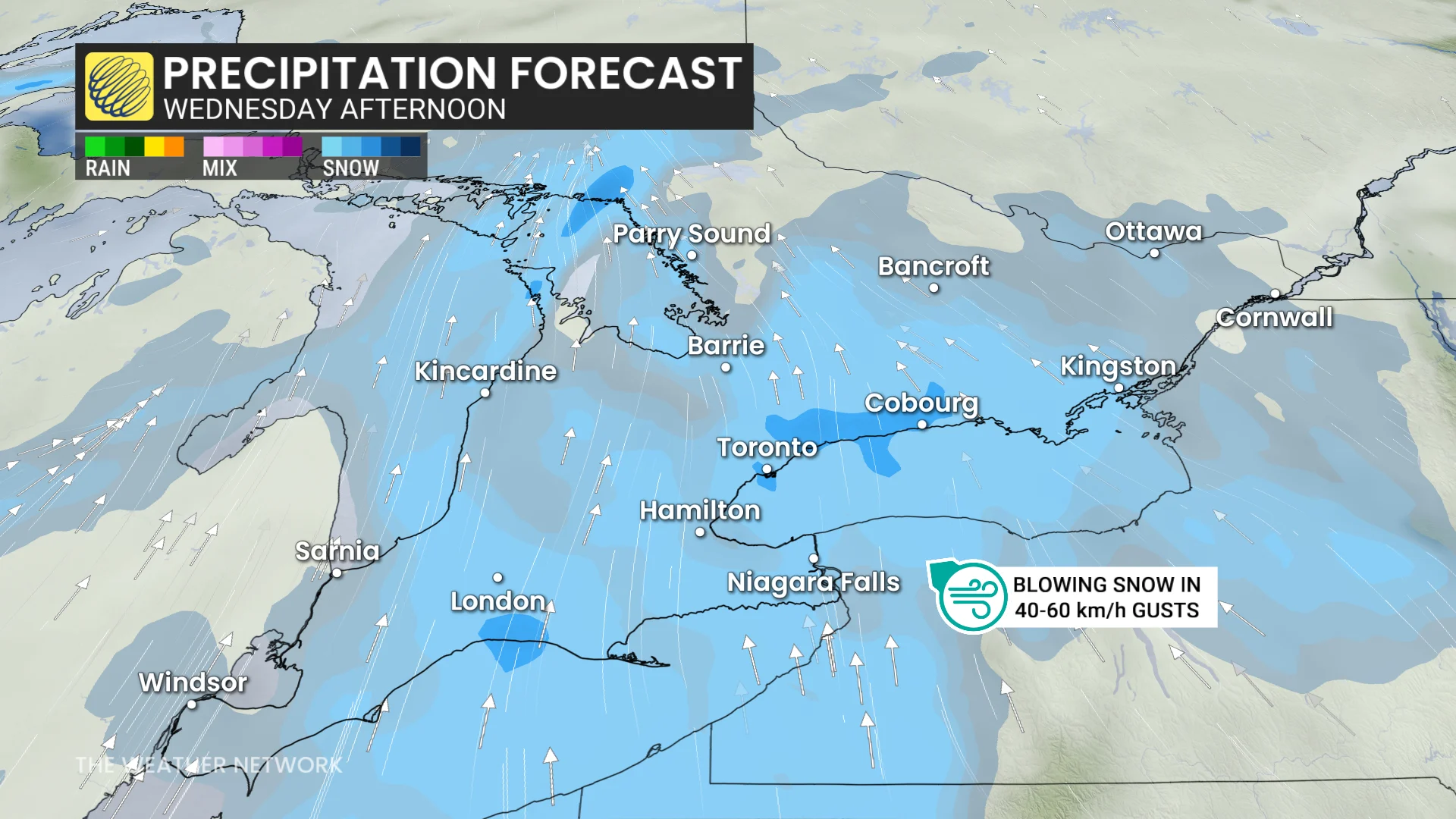 Baron - Ontario Wednesday afternoon precipitation - Jan 20