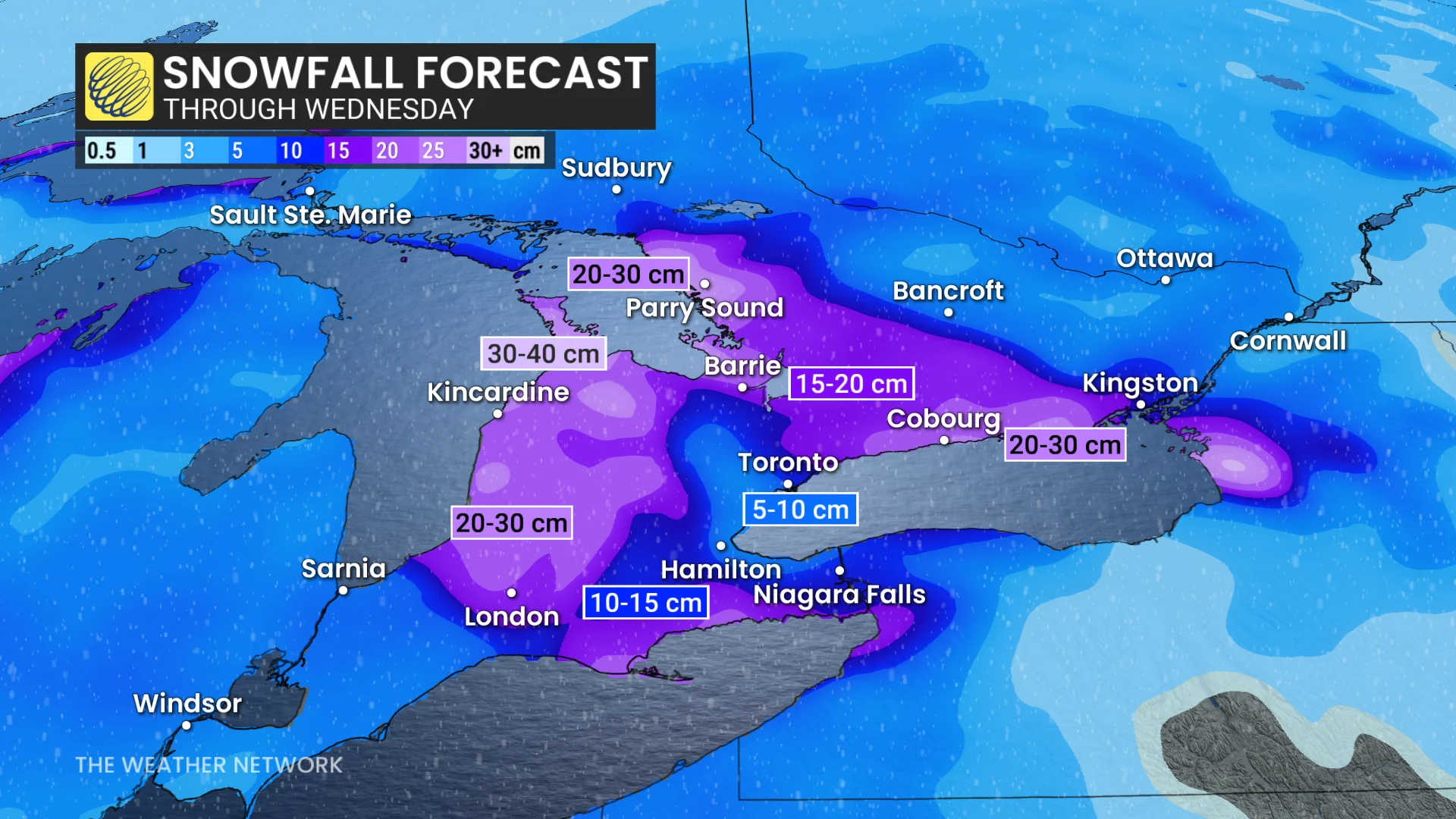Baron - Ontario snow through Wednesday - Jan 19