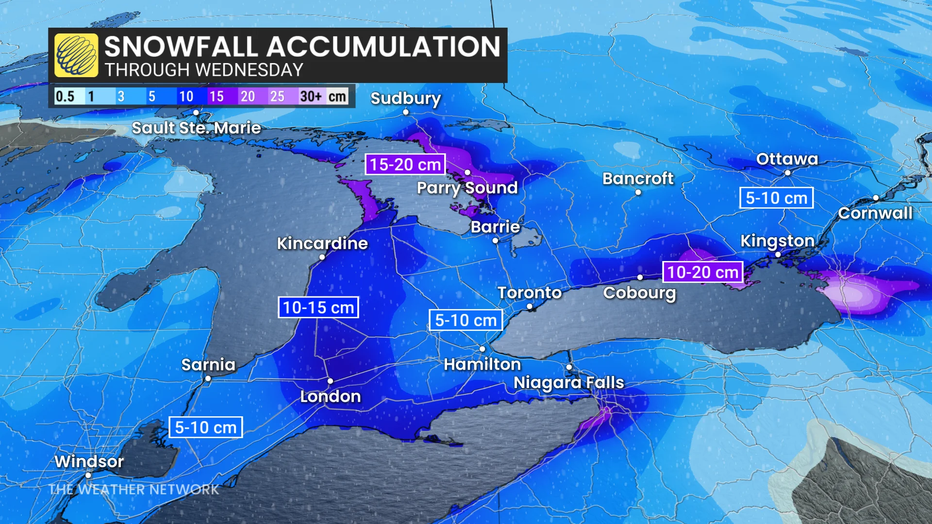 Baron - Ontario snow through Wednesday - Jan 20
