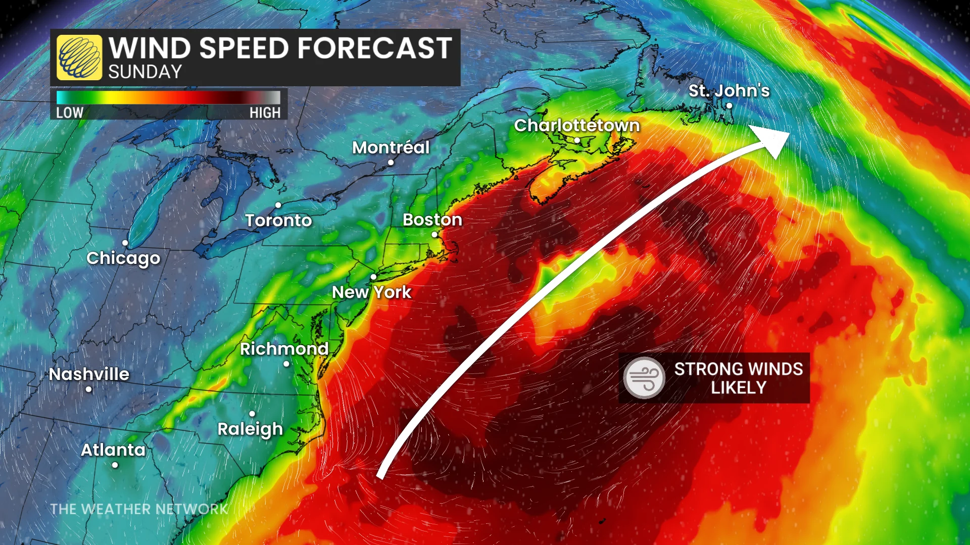 Baron - Sunday wind speed Atlantic Canada - Jan 28