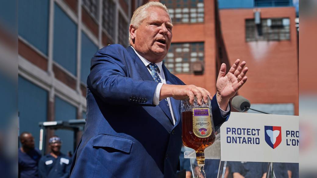 Click to play video: '‘100% I am’: Ford doubles down on threat to remove Crown Royal from LCBO shelves'