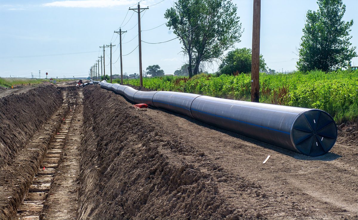 pipeline laid out next to a ditch