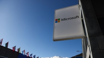 Microsoft logo can be seen in this photo. (Bloomberg)