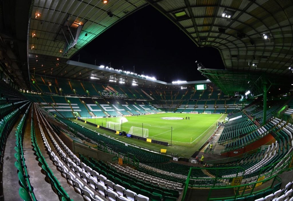 A wide angle shot of Celtic Park.